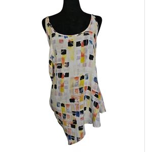 Antropologie The Odells Colorful Art-to-Wear Silk Asymmetrical Tank Top Size M